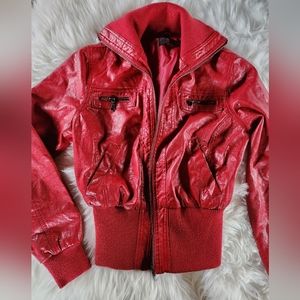 Red Faux Leather Jacket